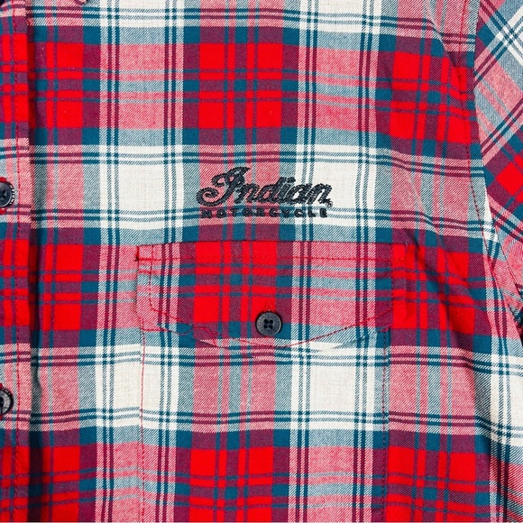 POLARIS INDIAN MOTORCYCLES WOMENS RED SCRIPT EMB SHIRT SIZE MEDIUM NWT - Picture 5 of 14